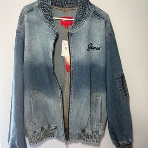 Guess Light Blue Denim Bomber Jacket